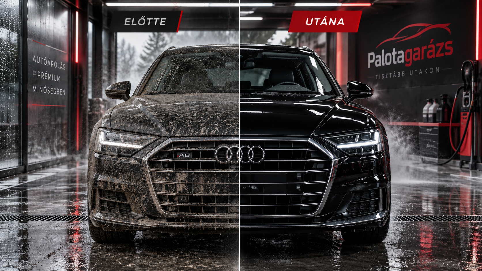 Audi A8 autómosás előtt és után