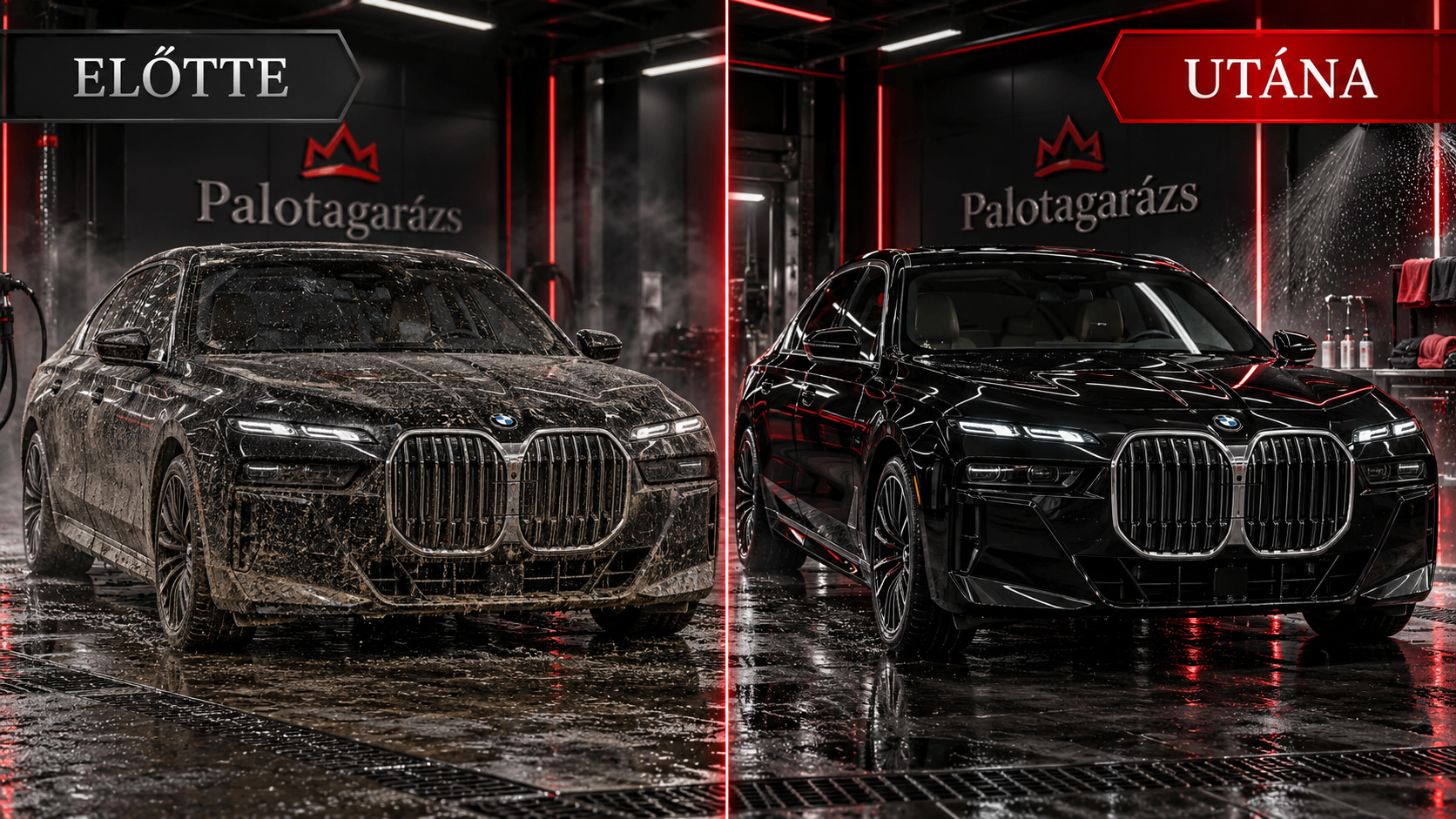 BMW 7-es autómosás előtt és után