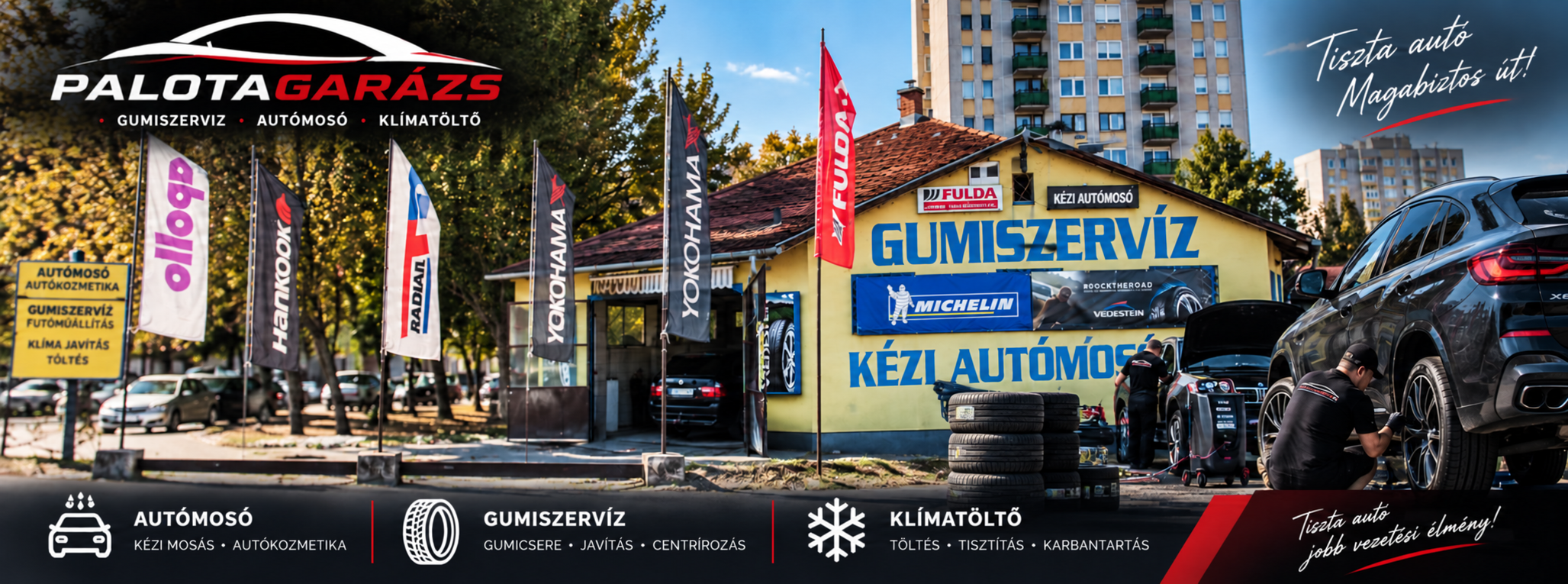 Palotagarázs – autómosó, gumiszerviz és klímatöltés